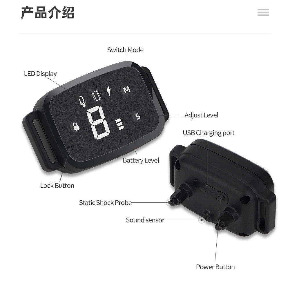 Electric Dog Training Collar Dog Anti Bark Waterproof Rechargeable Pet Remote Control For All Size Shock Vibration Sound