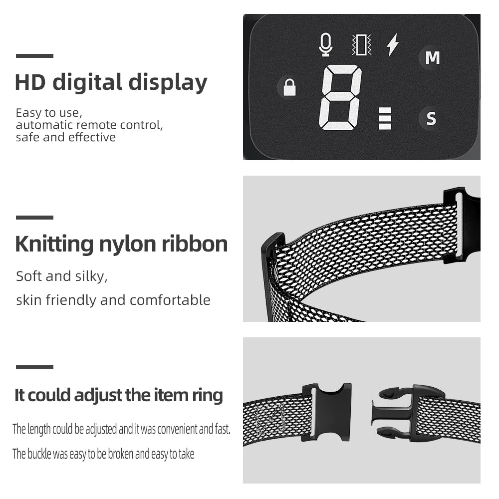 Electric Dog Training Collar Dog Anti Bark Waterproof Rechargeable Pet Remote Control For All Size Shock Vibration Sound